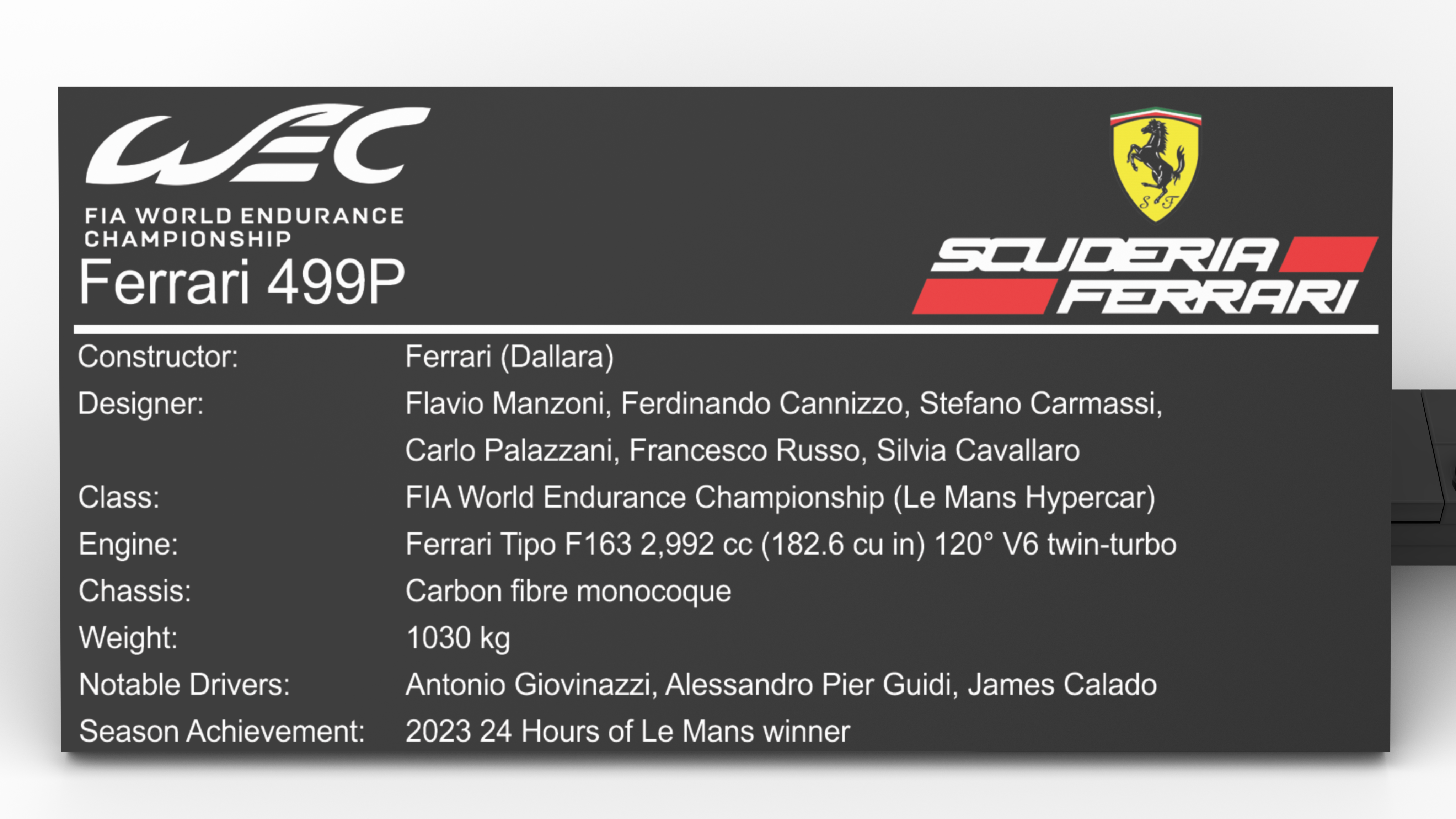 Ferrari Hypercar 499P 1:15 Scale