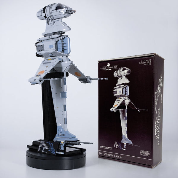 B-Wing Starfighter MOC kit beside its retail box