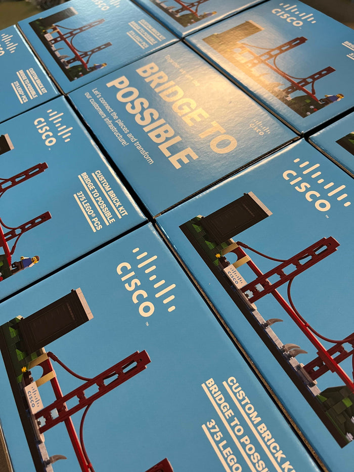 Custom brick kits produced by BuildaMOC for business clients