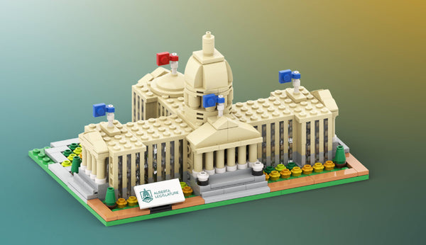 Miniature brick model of the Legislative Assembly of Alberta building