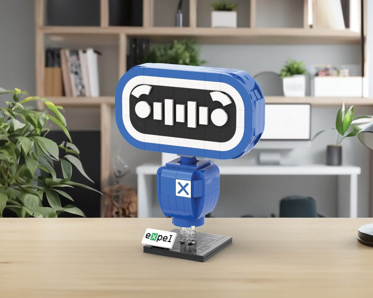 Expel mascot bot desktop statue built in bricks