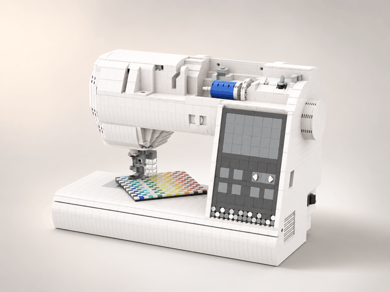 Large brick display models of a Brother sewing machine and printer for trade shows