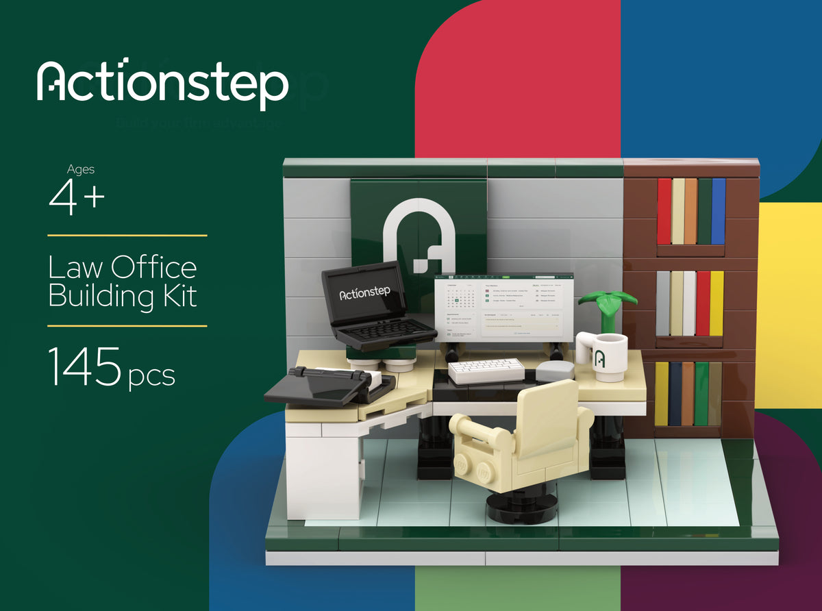 Actionstep Law Office Building Kit, front panel of the custom box