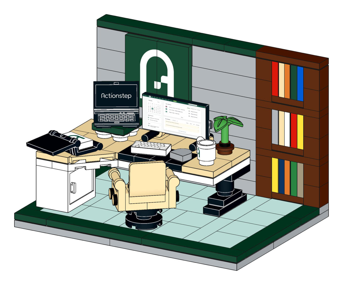 Actionstep Law Office Building Kit, completed model from the printed building guide