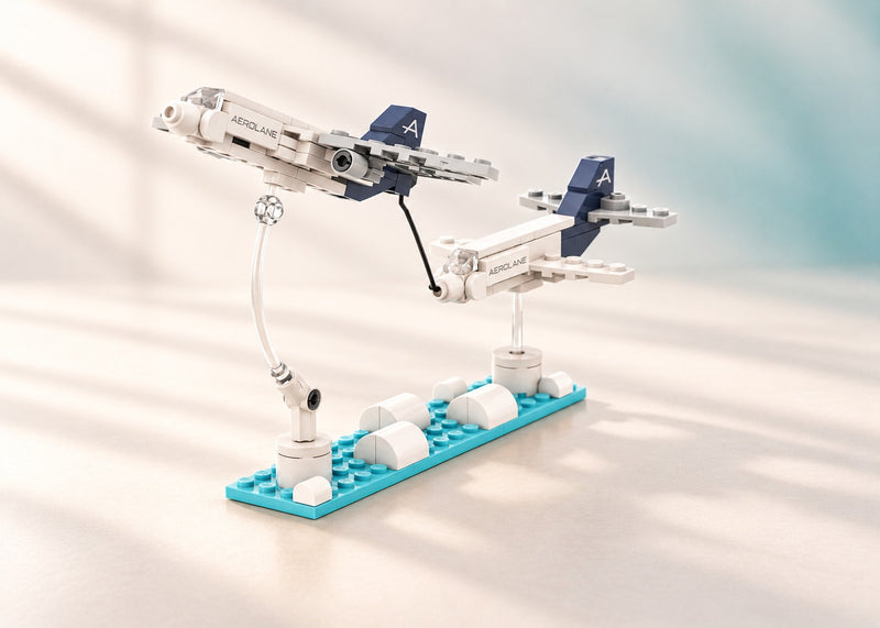 Aerolane AeroTowing Kit, studio presentation of the custom brick models