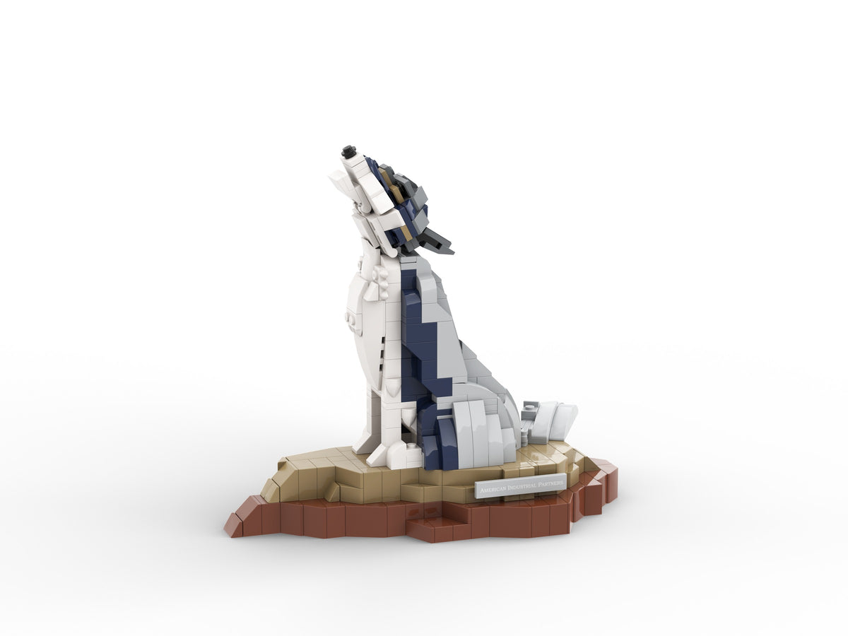 Wolf, view of the custom brick model