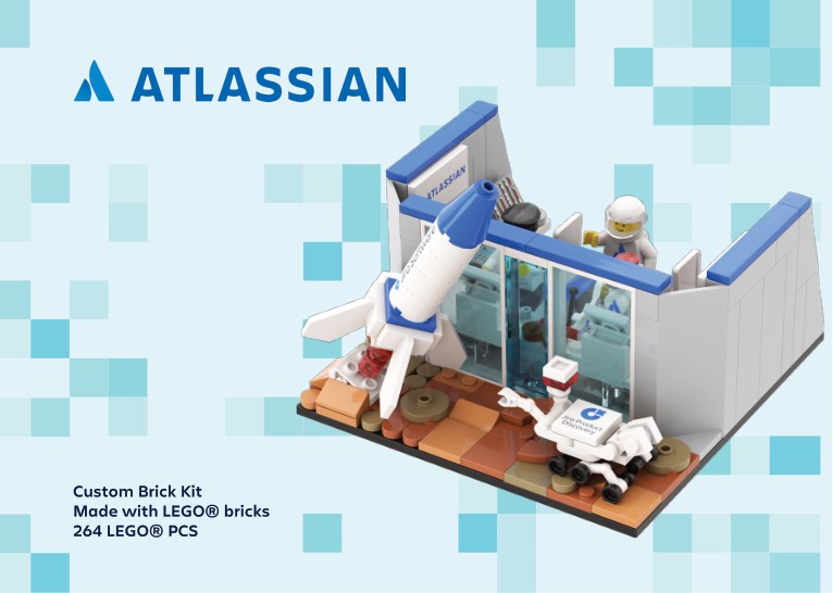 Complete Atlassian rocket launch scene with rocket, control area and rover.