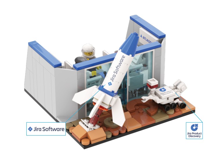 Alternate full view of the Atlassian rocket launch model.