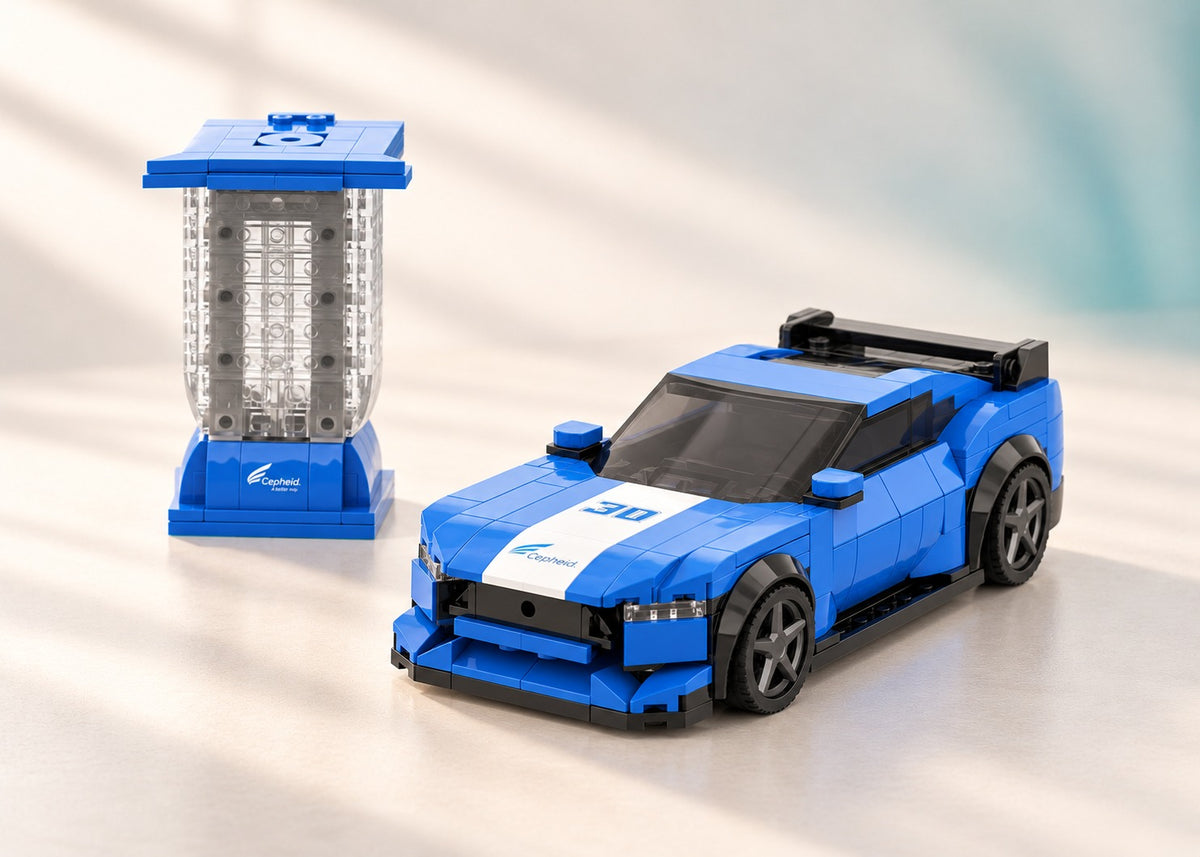 Cepheid Cartridge and Sportcar Kits, studio presentation of the custom brick models