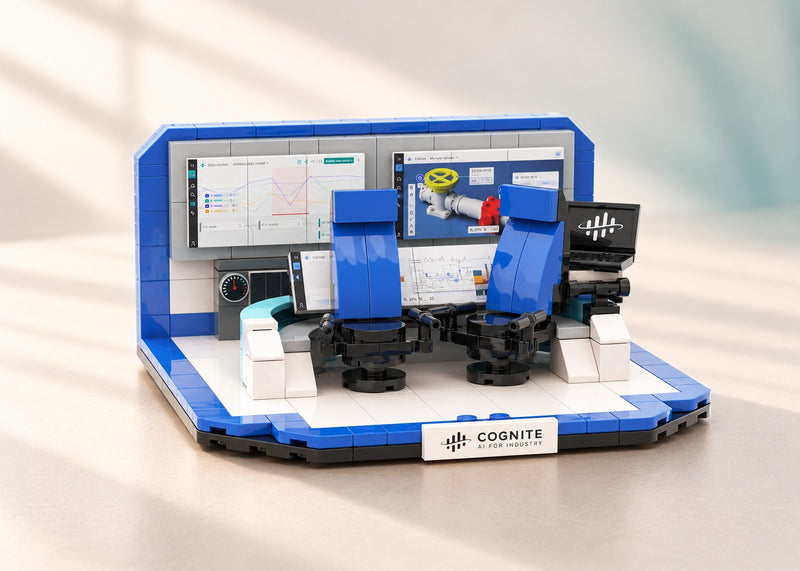 Cognite Industrial AI Workspace Kit - custom brick model, studio presentation