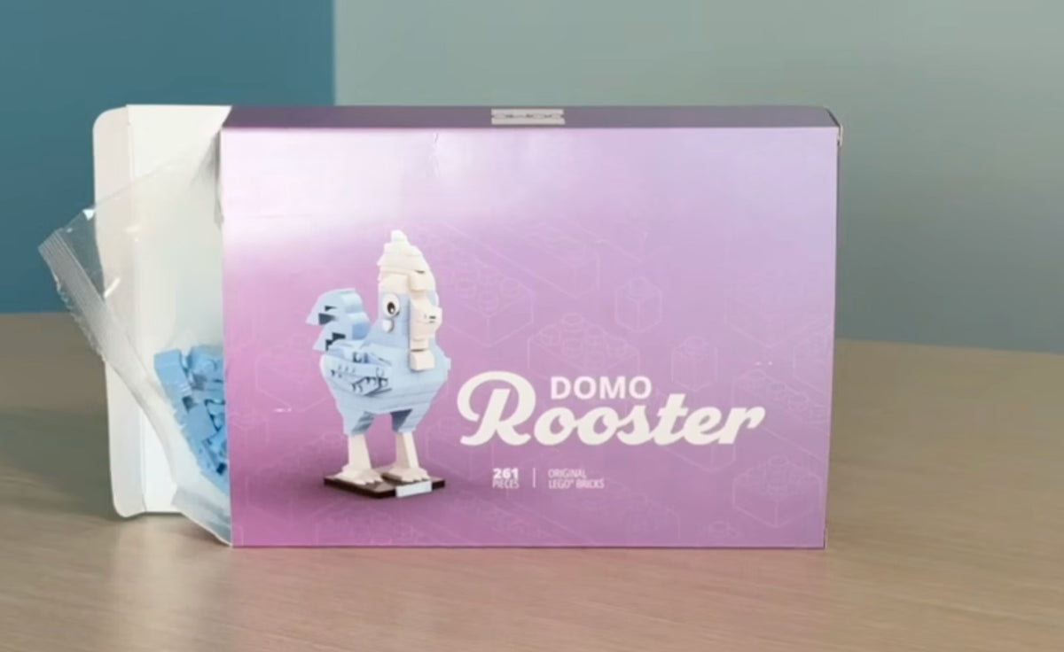 Domo Rooster Kit, the open Domo Rooster box and bagged parts