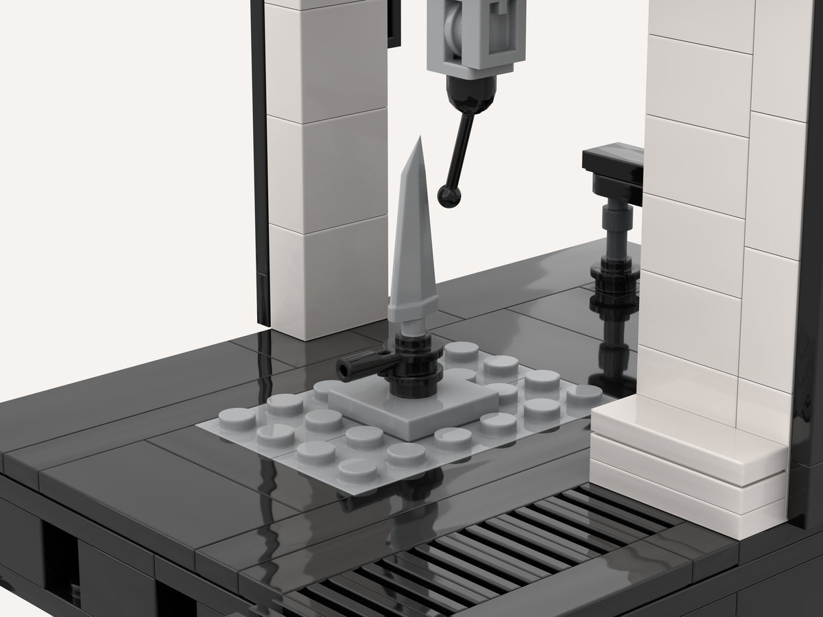 Hexagon MAESTRO CMM Building Kit, close-up render of the probe and pointed sample
