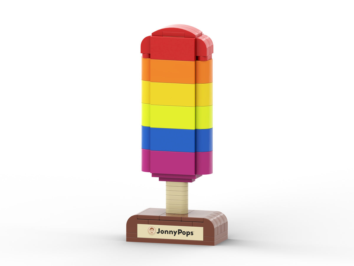 Rainbow Pop, view of the custom brick model