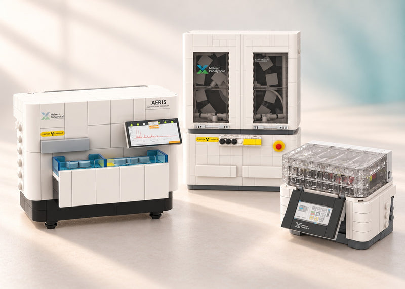 Malvern Panalytical Instrument Kits, studio presentation of the custom brick models