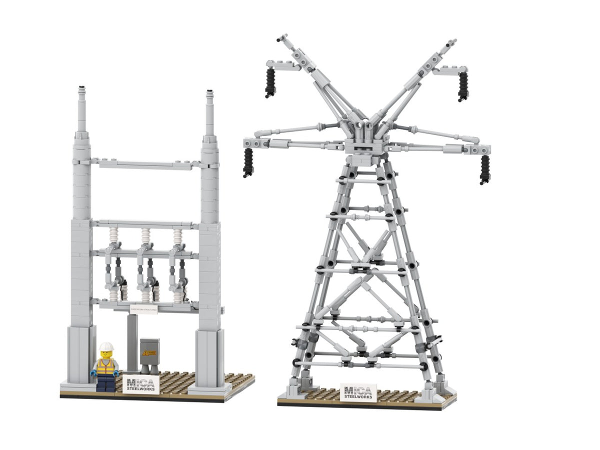 MICA Steelworks Substation Kit, the substation next to the lattice tower