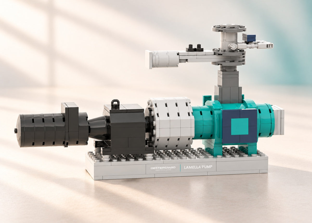 Oestergaard Lamella Pump Kit - custom brick model, studio presentation