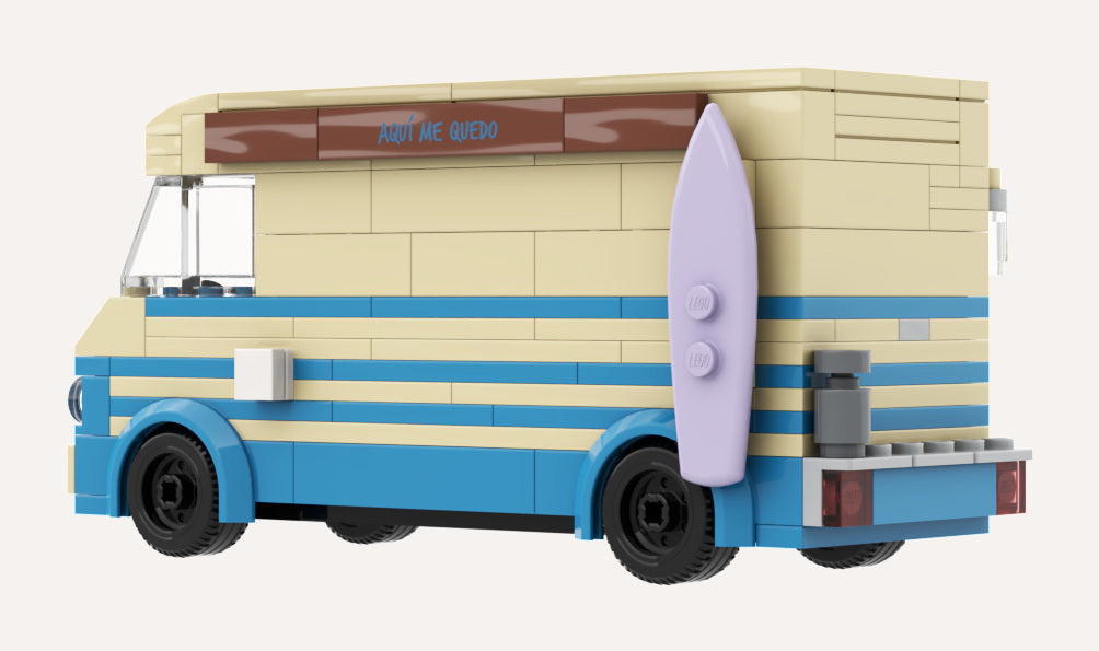 Rosewood Mayakoba Food Truck Kit, rear three-quarter render with the surfboard