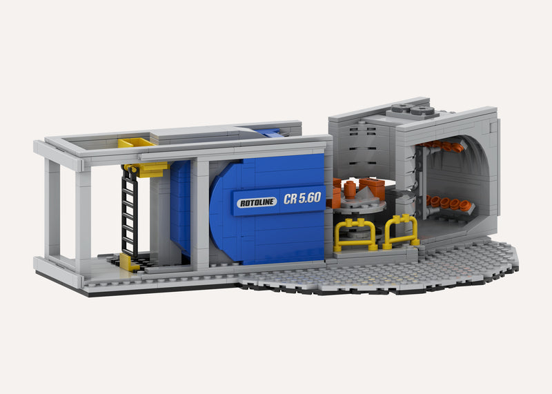 Rotoline CR5.60 Building Kit, three-quarter render of the complete machine without a minifigure