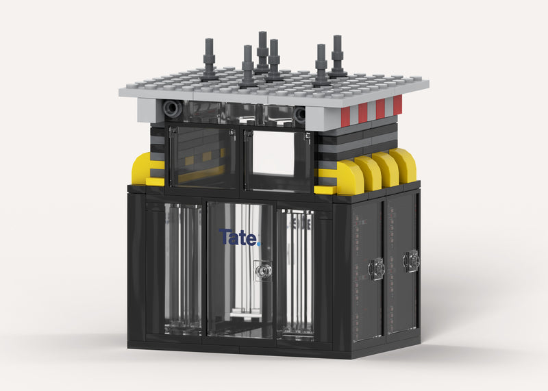 Tate PowerStack Mini Building Kit, three-quarter render showing the transparent doors and server enclosure