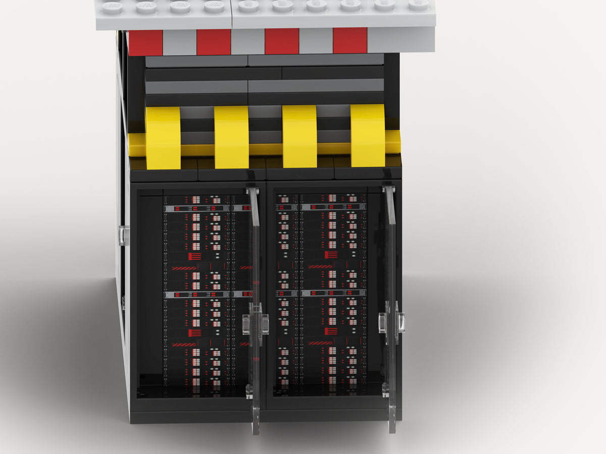 Tate PowerStack Mini Building Kit, render of the server racks with the doors open