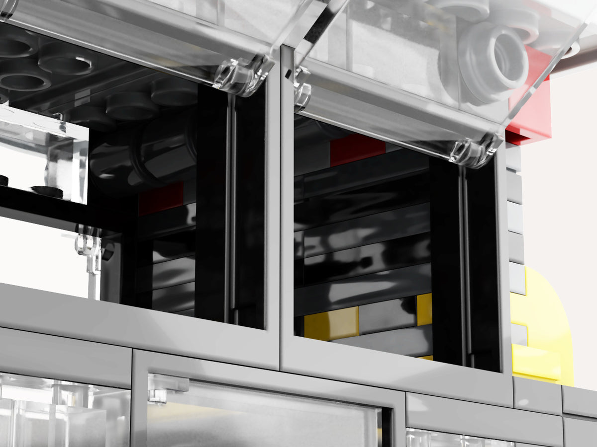 Tate PowerStack Mini Building Kit, close-up render of the upper enclosure and roof supports