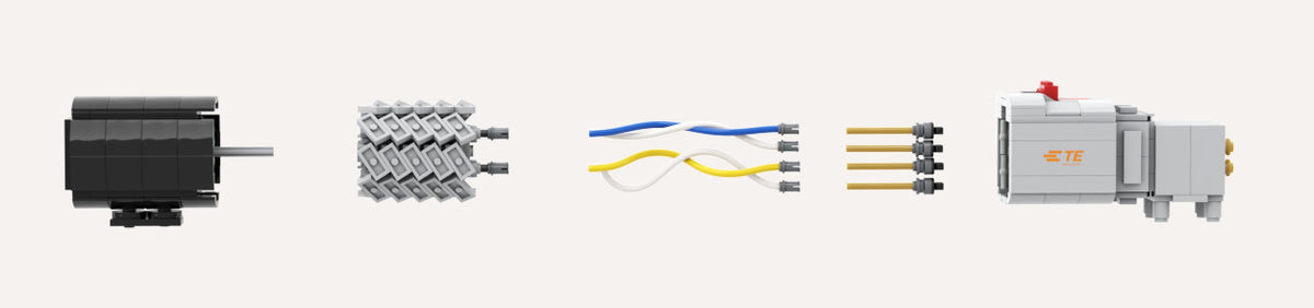 TE Connectivity Data Connectivity Building Kit, exploded render showing the separate components