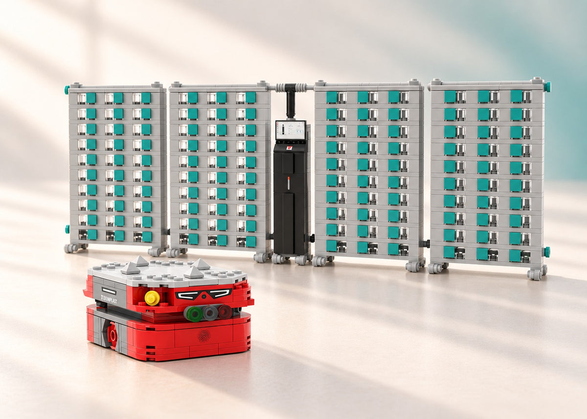 Tecniplast Laboratory Equipment Kits, studio presentation of the custom brick models