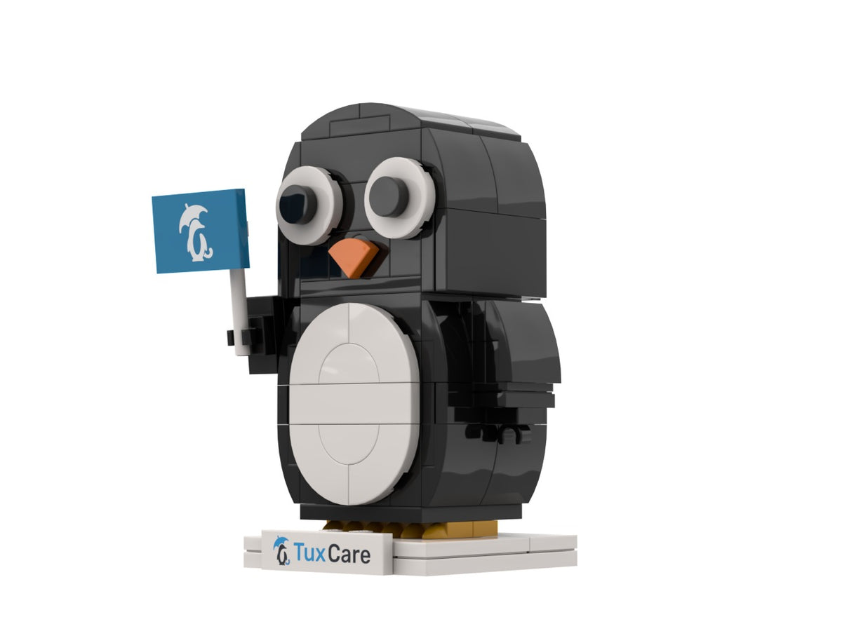 Mascota pingüino, view of the custom brick model