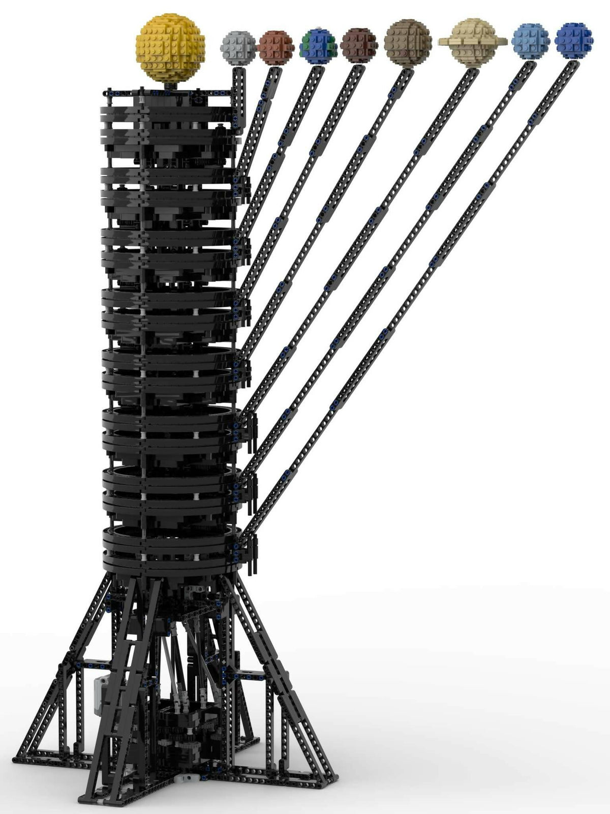 Sistema solar mecánico motorizado de 8 planetas - BuildaMOC