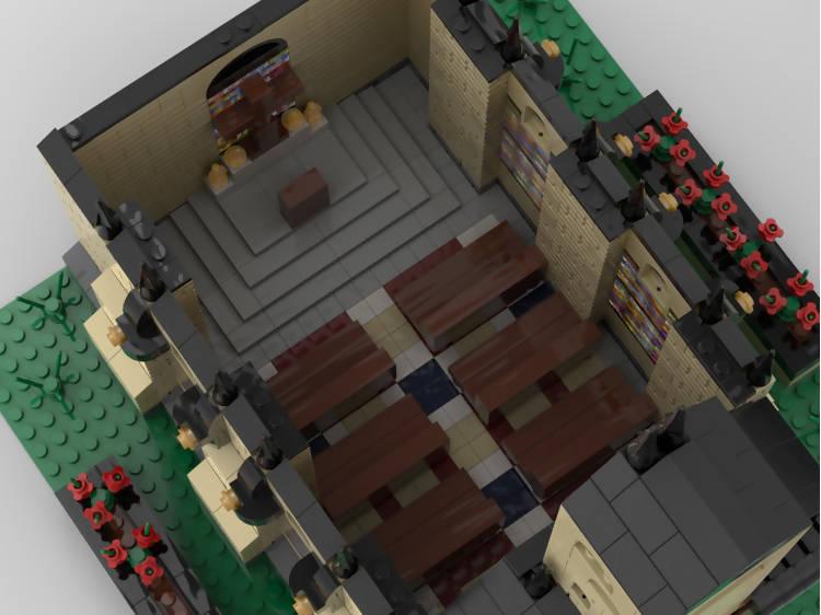Iglesia modular con cementerio | Construida a partir de 4 MOC - BuildaMOC