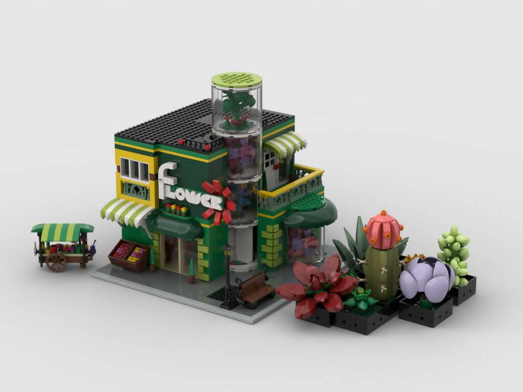 Modularer Blumenladen + Display für Set 10309 - BuildaMOC