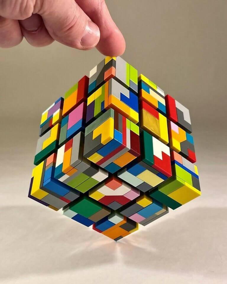 Patchwork/Melange Cube, by Zachary Steinman - BuildaMOC