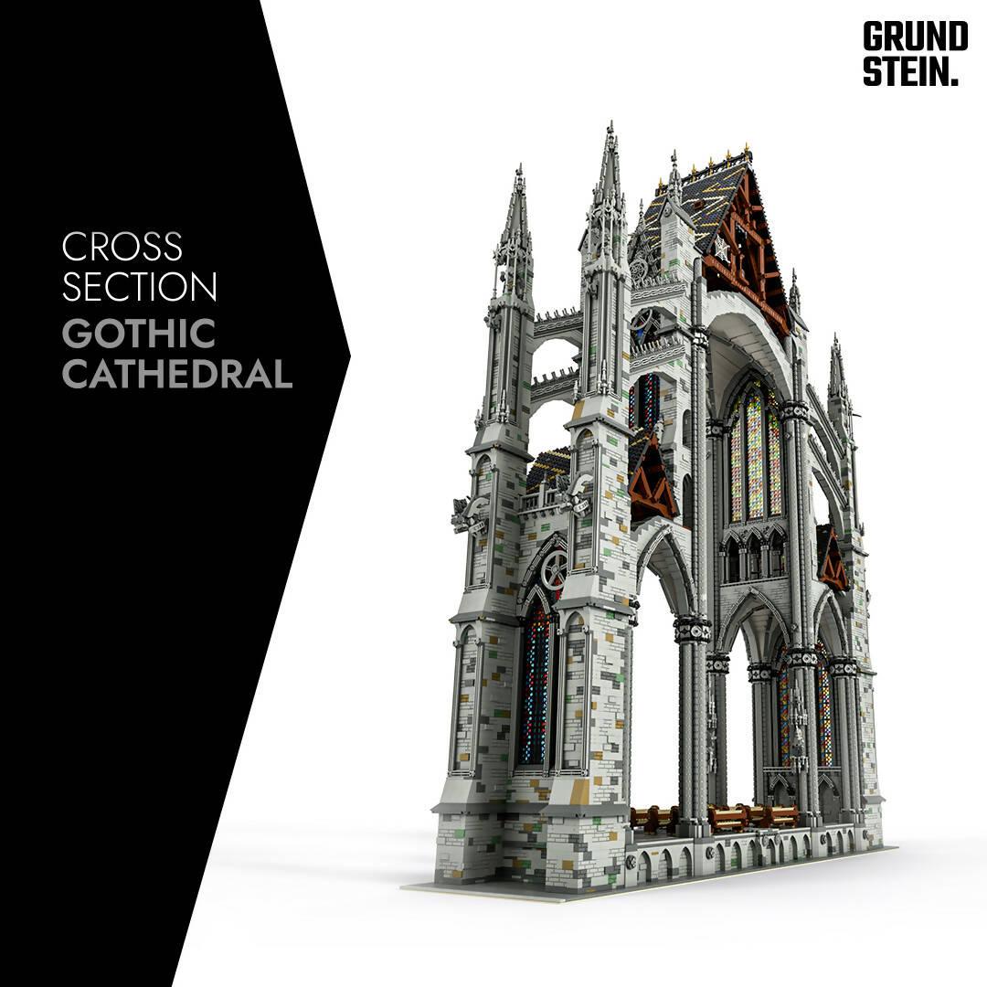 Gothic Cathedral- Cross Section | Minifigure Scale 1:42 | 41000 parts, 1.34m high - BuildaMOC