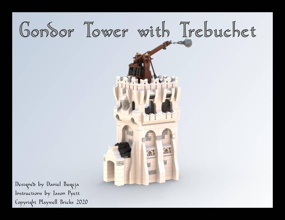 Gondor-Turm mit Trebuchet - BuildaMOC