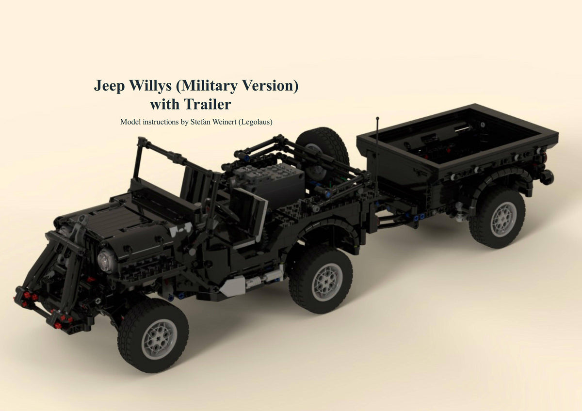 Jeep Willys (Militärversion) mit Anhänger - BuildaMOC