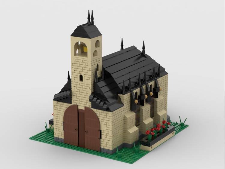 Iglesia modular con cementerio | Construida a partir de 4 MOC - BuildaMOC