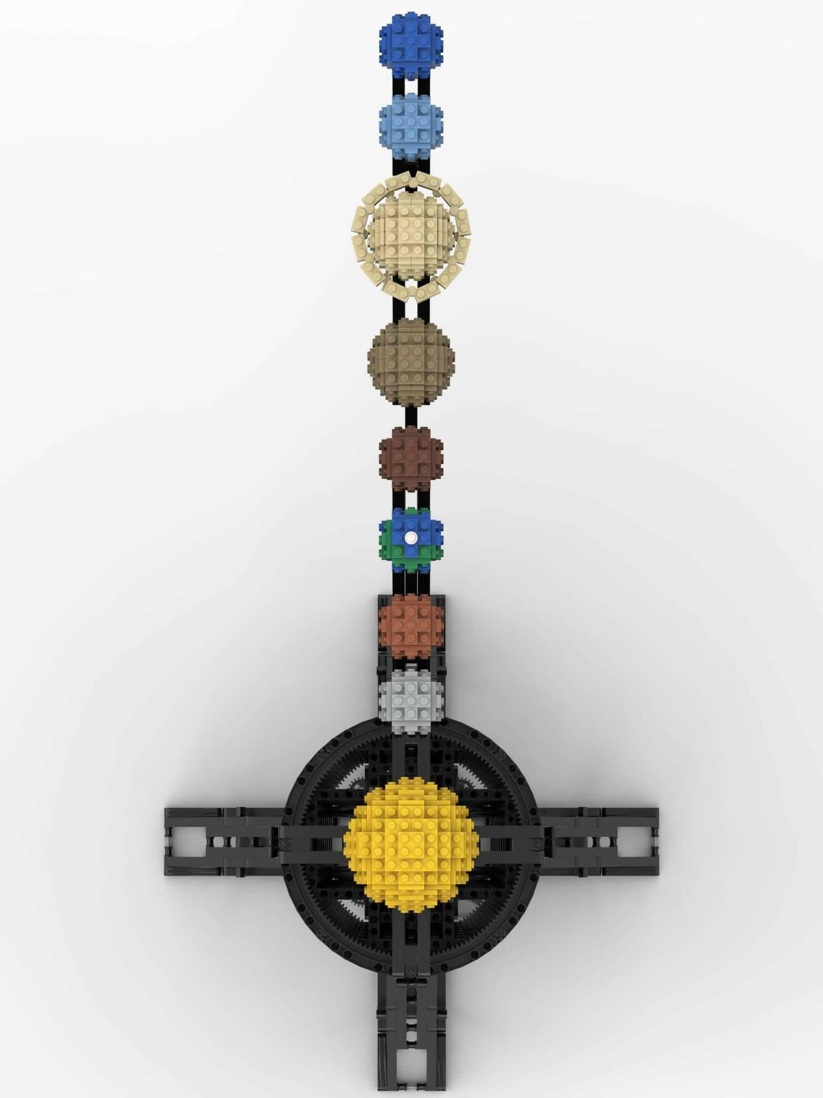 Sistema solar mecánico motorizado de 8 planetas - BuildaMOC