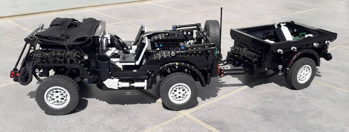 Jeep Willys (Militärversion) mit Anhänger - BuildaMOC
