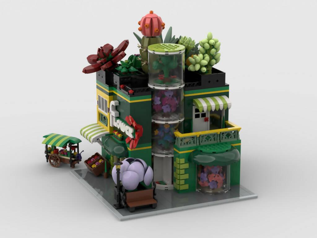 Modularer Blumenladen + Display für Set 10309 - BuildaMOC