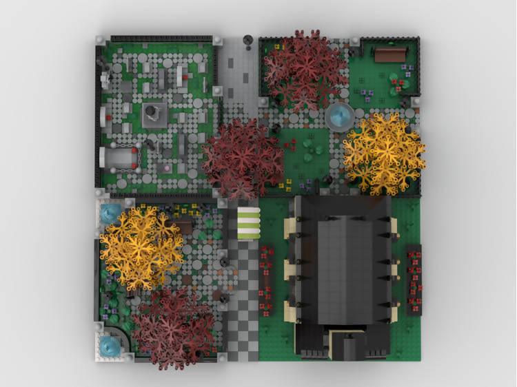 Iglesia modular con cementerio | Construida a partir de 4 MOC - BuildaMOC