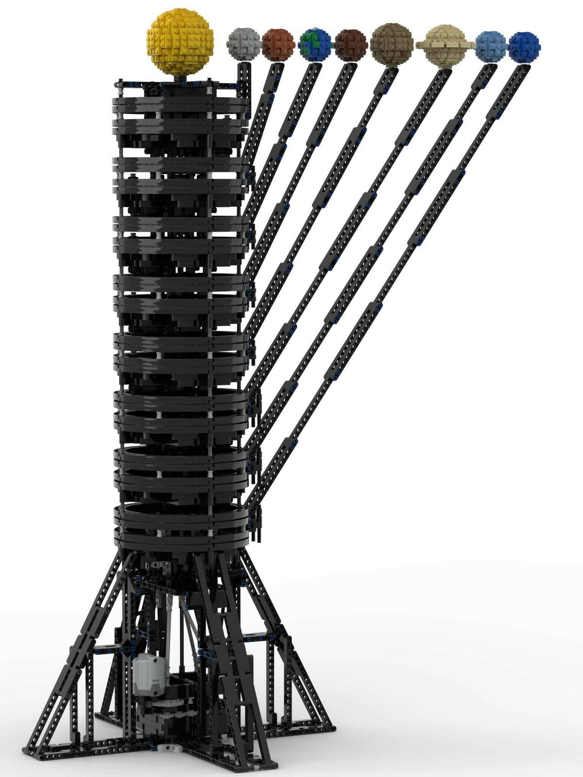 Sistema solar mecánico motorizado de 8 planetas - BuildaMOC