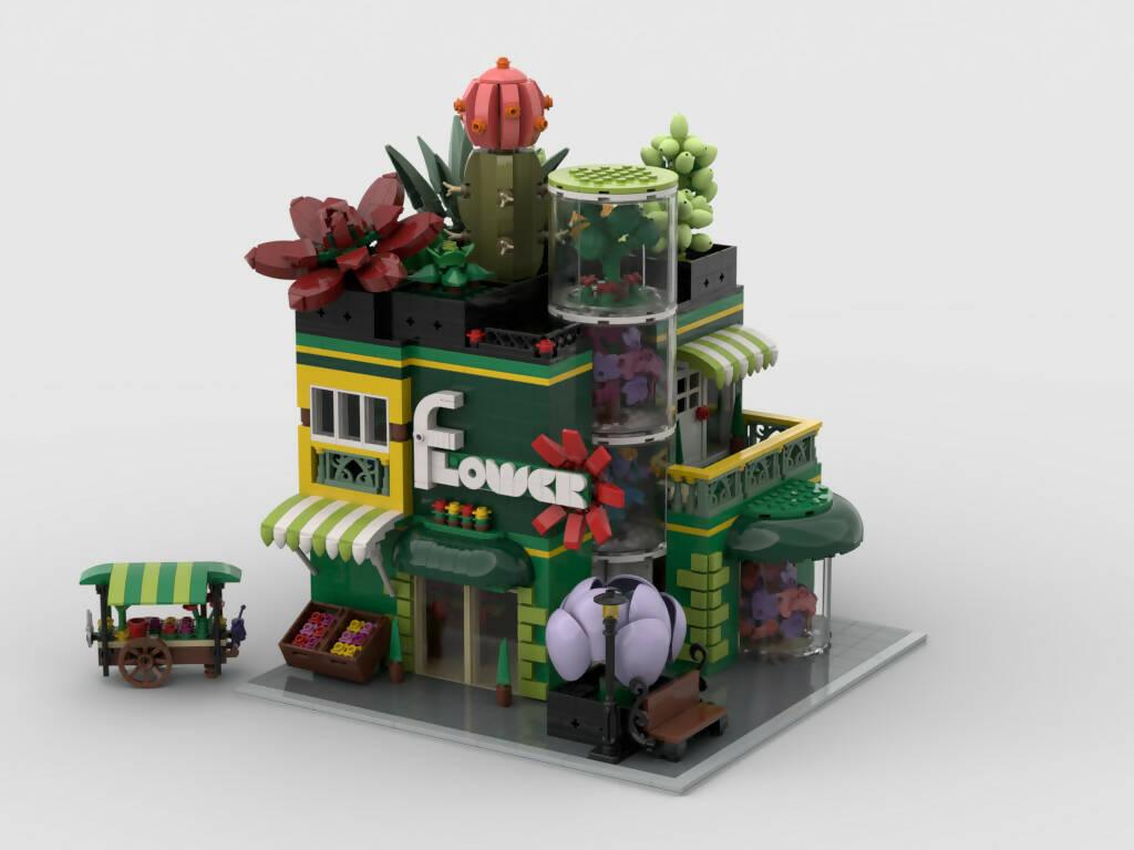 Modularer Blumenladen + Display für Set 10309 - BuildaMOC